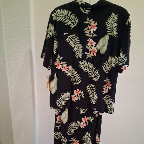 Tahiti Reef Club Vintage Hawaiian Tropical Jacket and Double Slit Dress Set - Picture 2 of 9